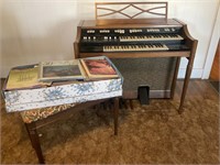 Electric Organ w/bench and large collection of