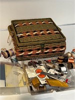 Vintage sewing basket and its contents