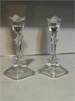 Toscany Lead Crystal Tulip Design Candle Holders