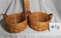 (2) 2002 Round Baskets, Plastic Liners