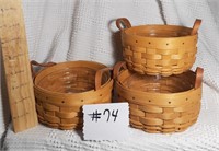 (3) 2002 Round Baskets w/ plastic liners