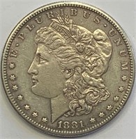 1881-S Morgan Silver Dollar UNC Detail