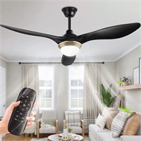 52" Black Ceiling Fans With Lights Remote Control