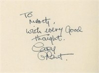 Cary Grant signed note
