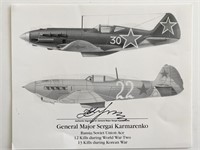 Sergei Kramarenko signed WW2/Korean War plane art