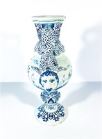 18th Century Delft Blue and White Two Handled Vase