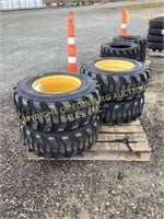 E.(4) new 12-16.5 skid steer tires on jd/nh/cat