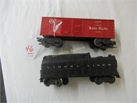 2 CARS: LIONEL LINES COAL & LIONEL BABY RUTH X6014
