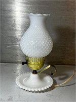 VTG Milk Glass Electric Lamp Plated Metal Handle