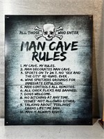 Metal man cave rules sign