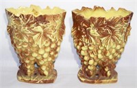 pair Mccoy Pottery grape cluster vases S