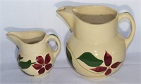 Watt Pottery Starflower pitchers 17 &  15 S