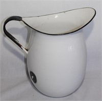 large enamelware pitcher black handle