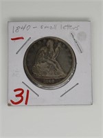 1840 Small Letter Seated Liberty Half Dollar