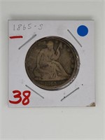 1865 S Seated Liberty Half Dollar