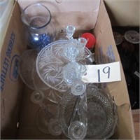 Crystal cake plate, candle holders