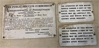 (3)Commonwealth of PA Porcelain Bus Signs