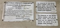 (3)Commonwealth of PA Porcelain Bus Signs