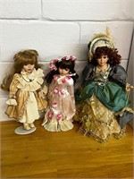 3 vintage porcelain dolls