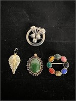 Vintage costume jewelry pendants and brooches