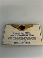 Vintage 1960's Delta Air Lines Jr stewardess Wings