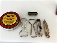 Vintage scotch tape tin & bottle openers