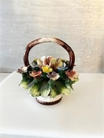 Vintage Capodimonte Basket Rose With Flowers