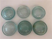 Vintage canning jar lids green glass