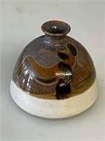Vintage squat bud vase pottery signed