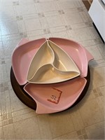 MCM Pink & Cream Colored Spinning Lazy Susan