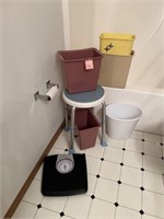 Scale, Adjustable Stool & Trash Cans
