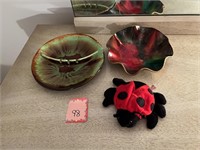 MCM Ashtray, Bowl & Stuffed Ladybug