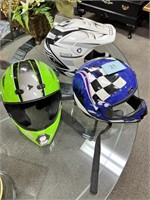 Three Motorcycle Helmets