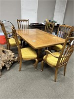 Solid Wood Dining Table with Six Chairs