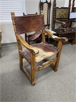 Unusual Antique Leather Chair