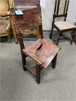 Antique Wood & Leather Chair