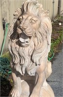 Pair of Carved Marble Lion Statues