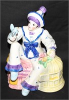 clown w bluebird figurine music box   S
