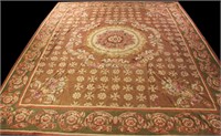 19th CENTURY HAND KNOTTED AUBUSSON RUG