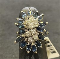 14kt. WHITE-GOLD SAPPHIRE/DIAMOND RING