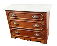 ANTIQUE MARBLE TOP AMERICAN CHEST