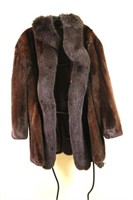 3/4 LENGTH NATURAL MINK & DYED TUXEDO FOX FUR