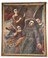 18th CENTURY "THE ASCENSION OF ST FRANCIS" OIL