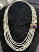 18KT GOLD RUTHERFORD PEARL & LAPIS LAZULI NECKLACE
