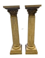PAIR OF MARBLE TILED COLUMNS