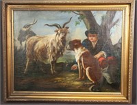 18th CENTURY SHEPARD WITH FLOCK OIL ON CANVAS