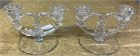 PAIR OF PRESSED GLASS CANDLE HOLDERS