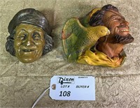 LOT OF 2 LARGE CHALKWARE HEADS BOSSONS