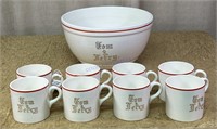 VINTAGE TOM & JERRY PUNCH BOWL AND MUGS