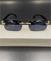 Cartier Copy Luxury Black & Gold Sunglasses UV 400